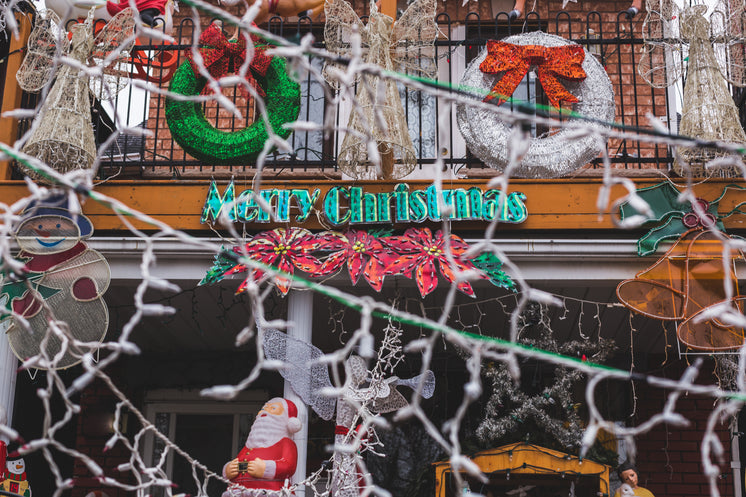 christmas decorations, wreaths, angels, string lights
