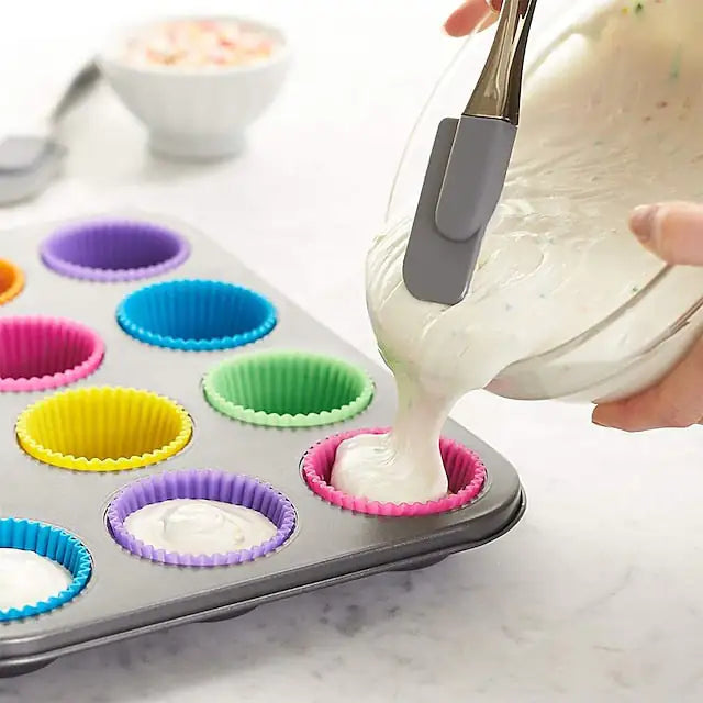 Reusable Silicone Baking Cups Nonstick Muffin Molds – Set of 12