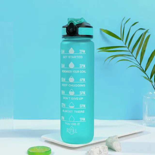 Portable Reusable Plastic Water Bottle with Time Stamps – Eco-Friendly & Convenient