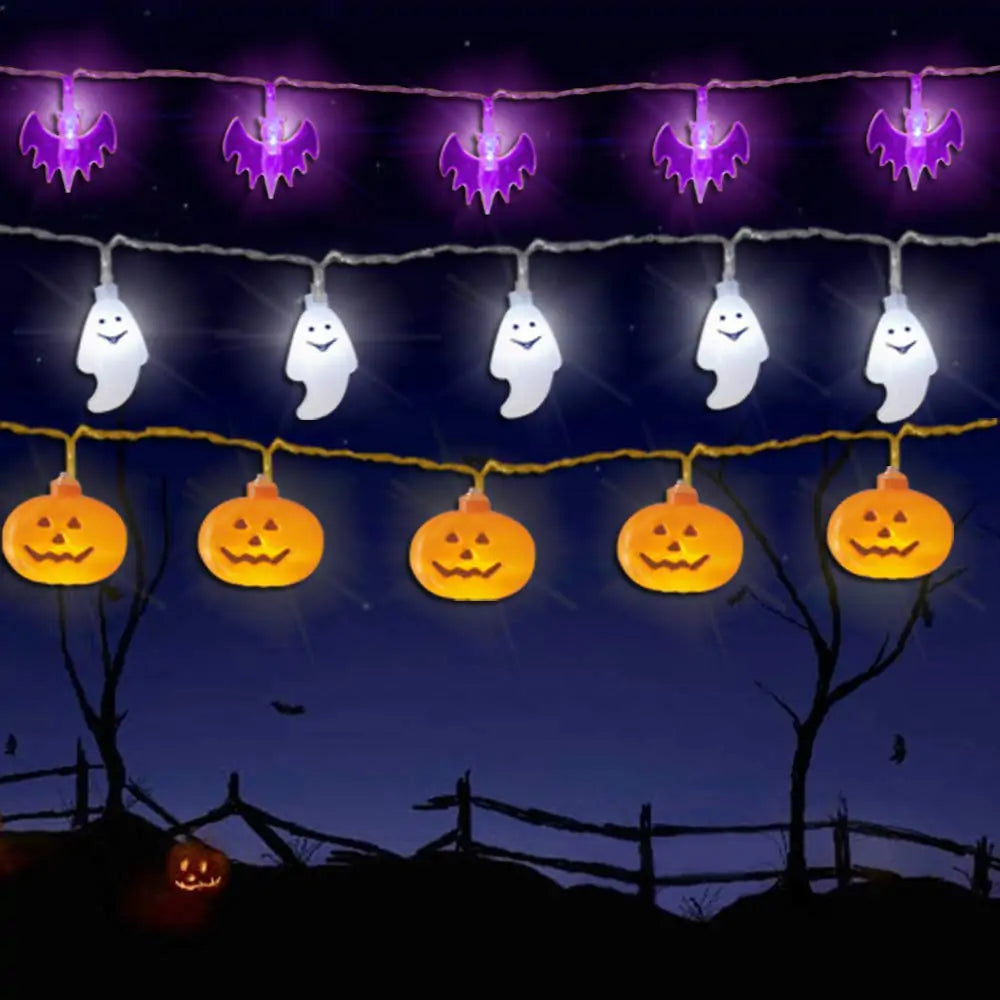 LED Halloween Light String – Spooky Skeletons, Pumpkins, Bats & More
