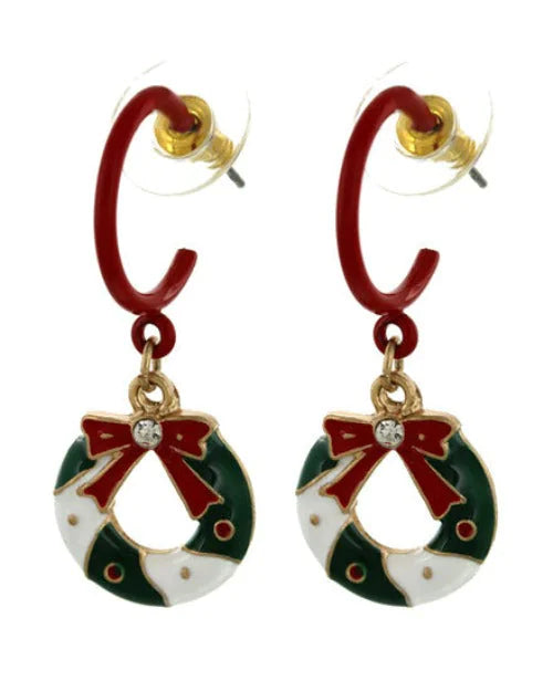 Elegant Christmas Wreath Earrings for the Holiday Season