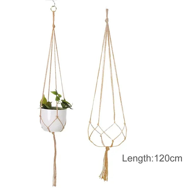 Planta colgante hecha a mano en macramé