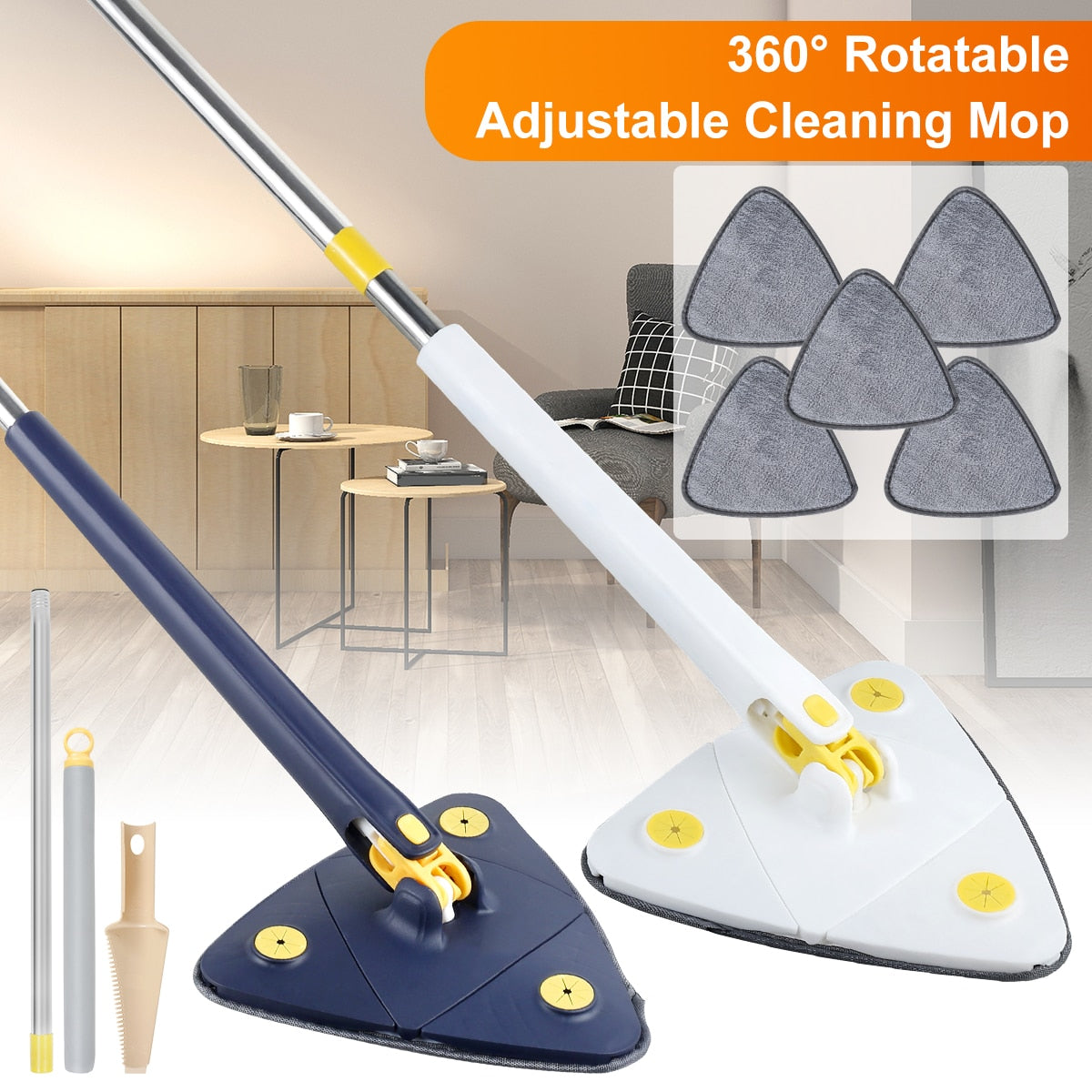 Self-Squeeze Triangular Mop – Effortless Cleaning for Tight Spaces