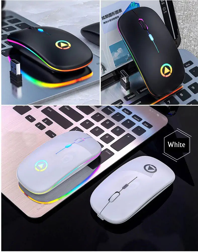 2.4GHz RGB Wireless USB Rechargeable Mouse – Ergonomic, Colorful & Responsive