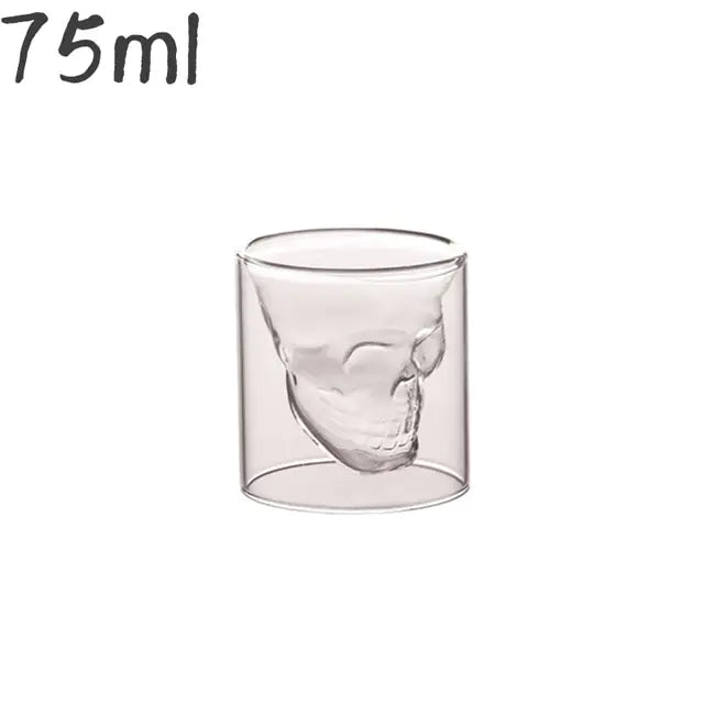 Vaso transparente con forma de calavera