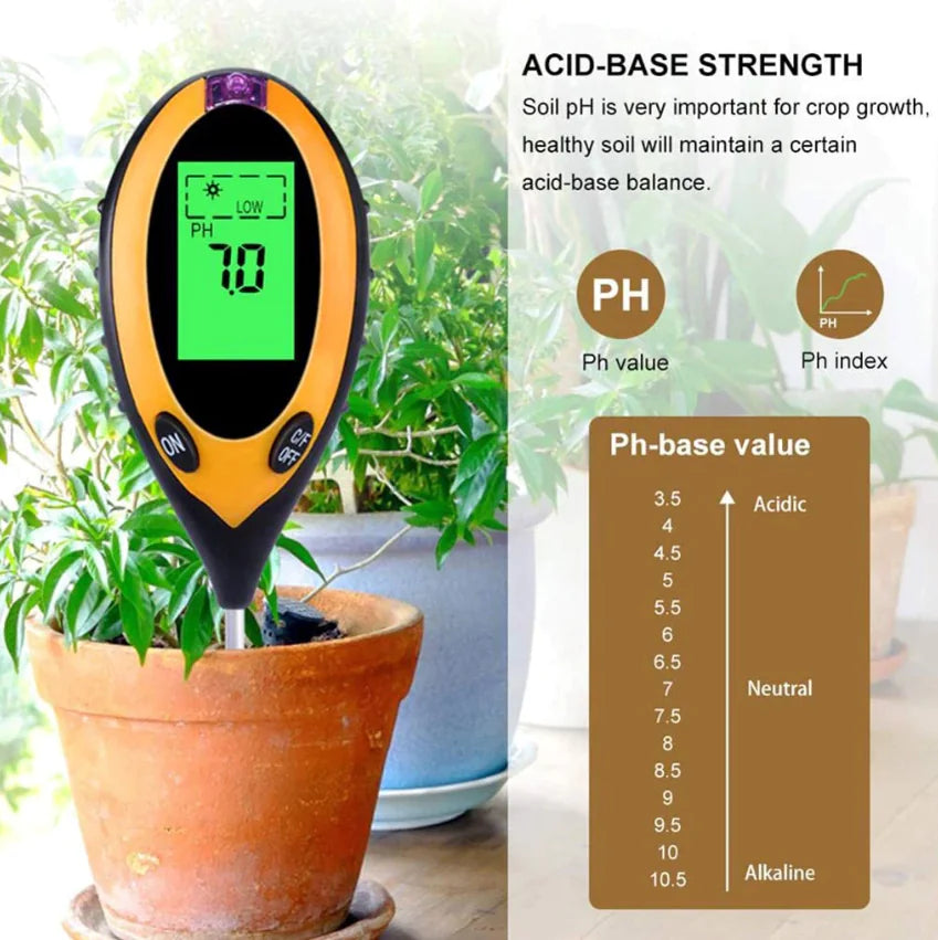 4-in-1 LCD Digital Soil Tester – pH, Moisture, Temperature & Sunlight
