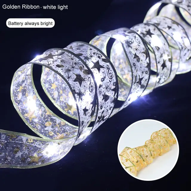 Ribbon Bows with Lights – Gold & Silver Christmas Home Decor