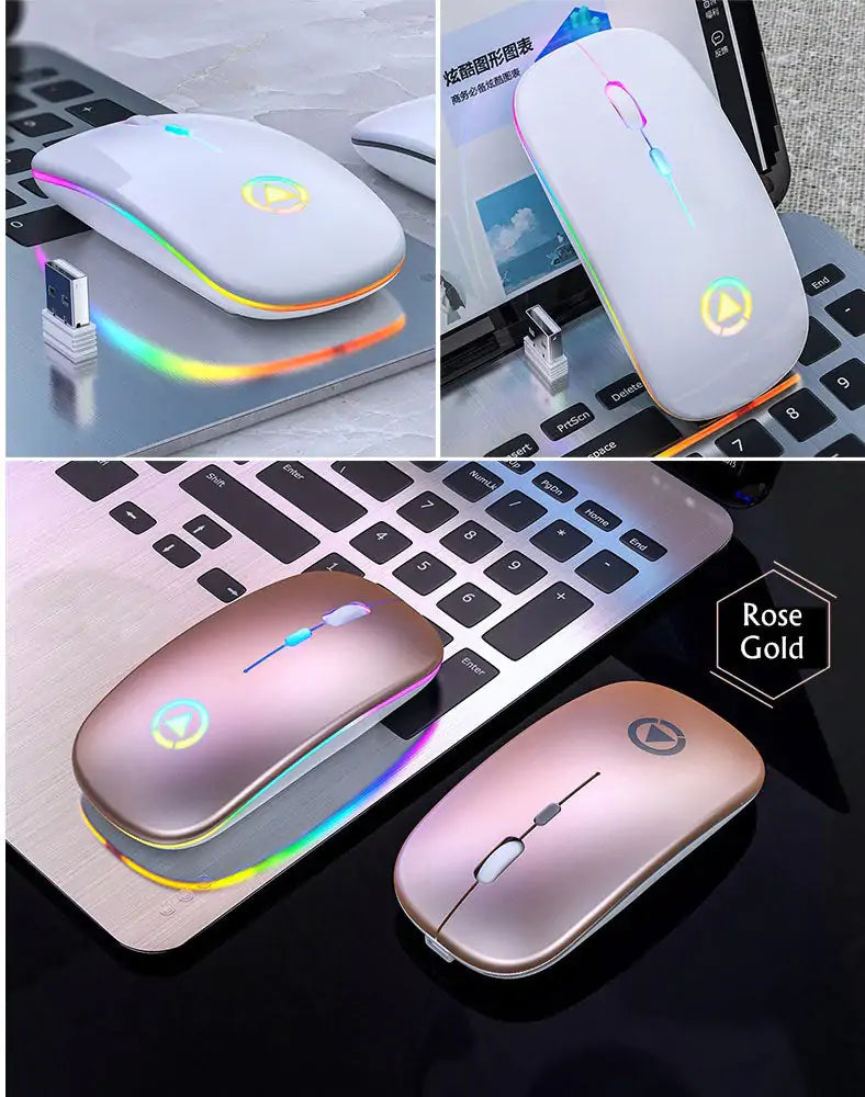2.4GHz RGB Wireless USB Rechargeable Mouse – Ergonomic, Colorful & Responsive
