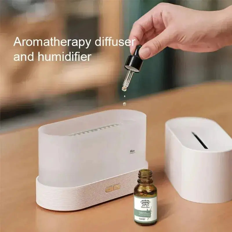 Aroma Diffuser Humidifier – Ultrasonic Air Humidifier with LED Flame Lighting