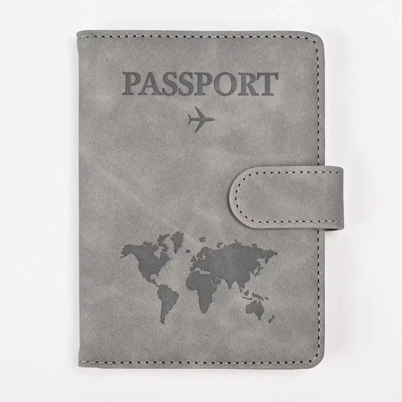 Leather Passport Holder, dark gray
