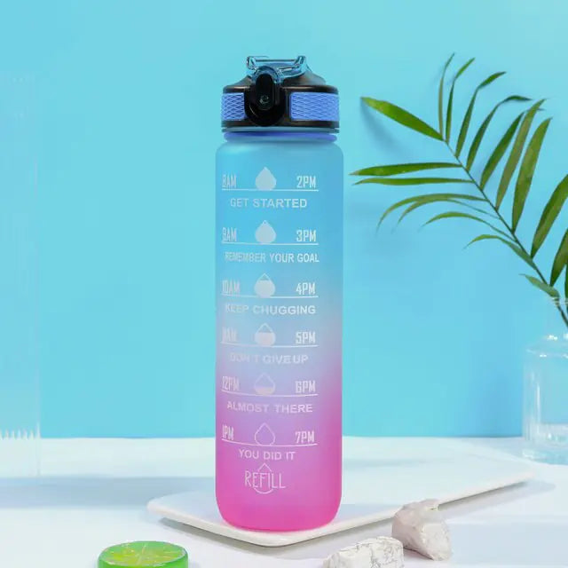 Portable Reusable Plastic Water Bottle with Time Stamps – Eco-Friendly & Convenient