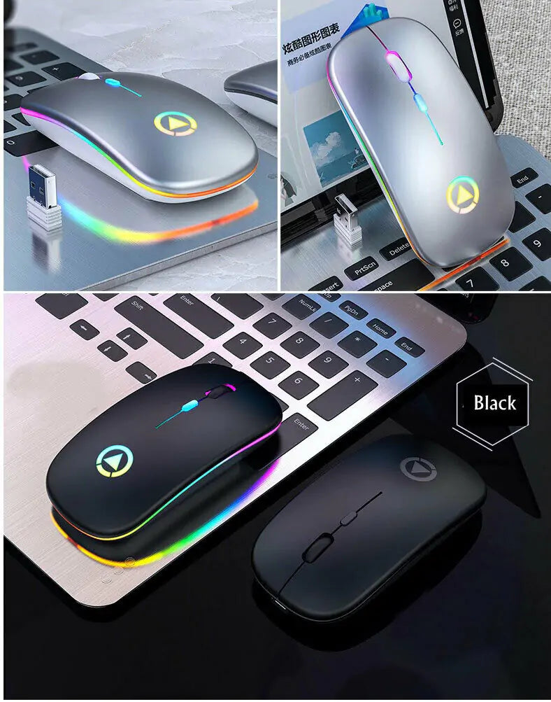 2.4GHz RGB Wireless USB Rechargeable Mouse – Ergonomic, Colorful & Responsive