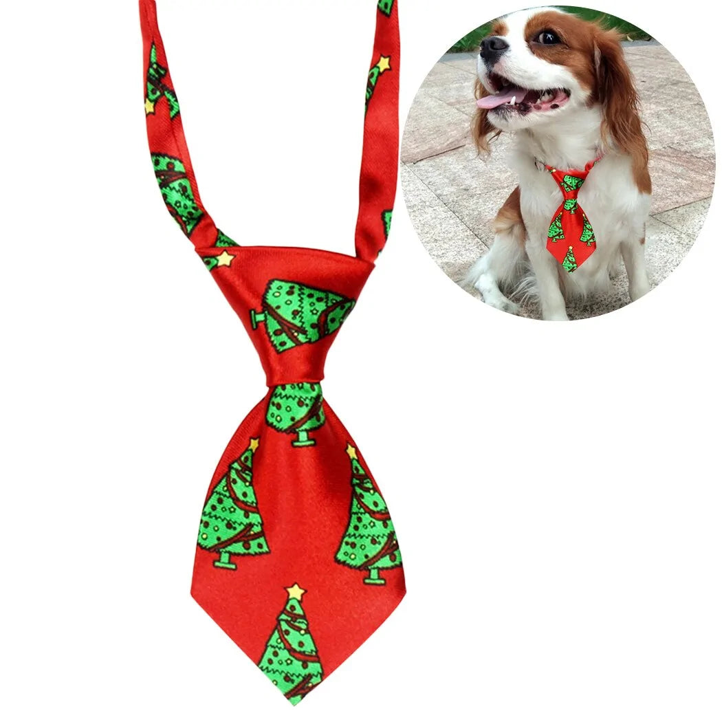 Christmas Dog Necktie - Adjustable Pet Tie for Dogs & Cats, Stylish Holiday Accessory