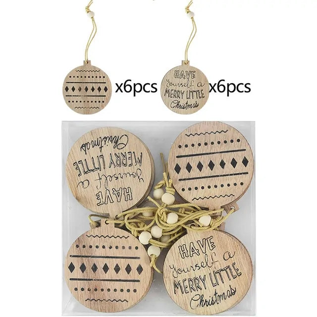 Holiday Christmas Tree Wooden Pendants - Rustic Christmas Ornaments