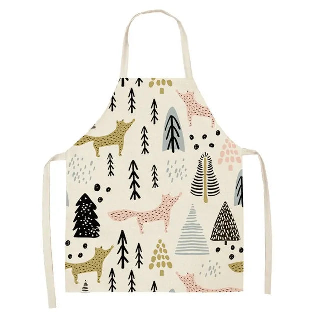 Leaves & Fox Pattern Cooking Apron - Stylish, Comfortable, and Practical