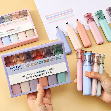 6pcs Cream Highlighter Pens - Chisel Tip for Precise Highlighting