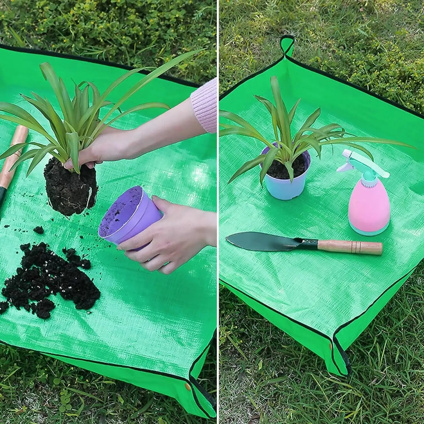 person using the Waterproof Gardening Mat for planting