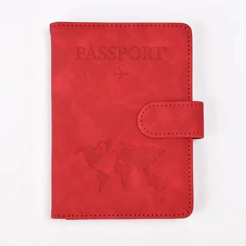 Leather Passport Holder, red