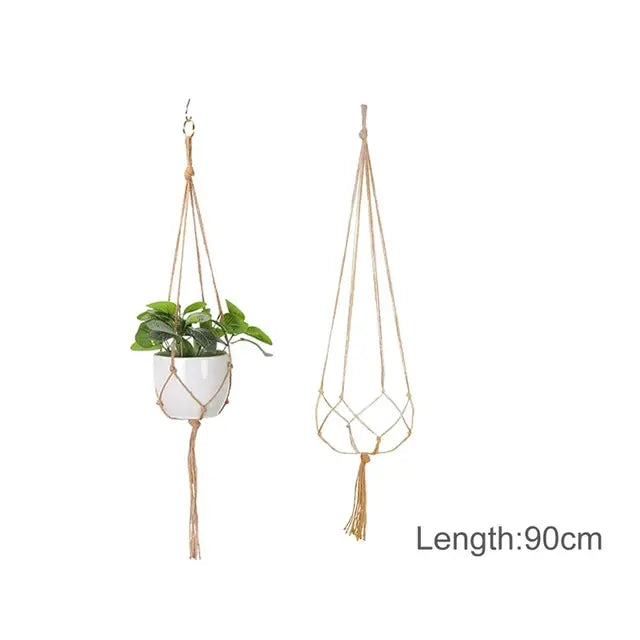Planta colgante hecha a mano en macramé