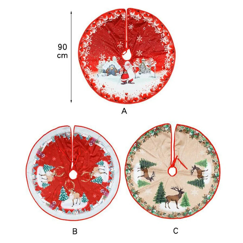 Festive Christmas Tree Skirt Plush Fabric for Holiday Decor and Protection