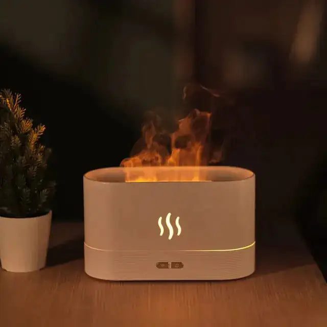 Aroma Diffuser Humidifier – Ultrasonic Air Humidifier with LED Flame Lighting