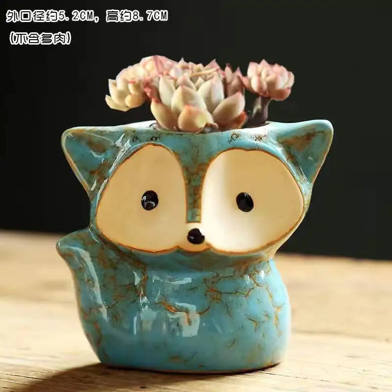 Succulent Plant Pot In Lovely Fox Style – Whimsical Greenery Display for Any Space