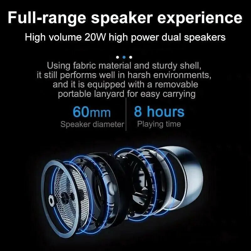 Bluetooth Speaker Wireless Waterproof Outdoor Stereo Bass USB/TF/FM Radio – Loud Sound & Durable