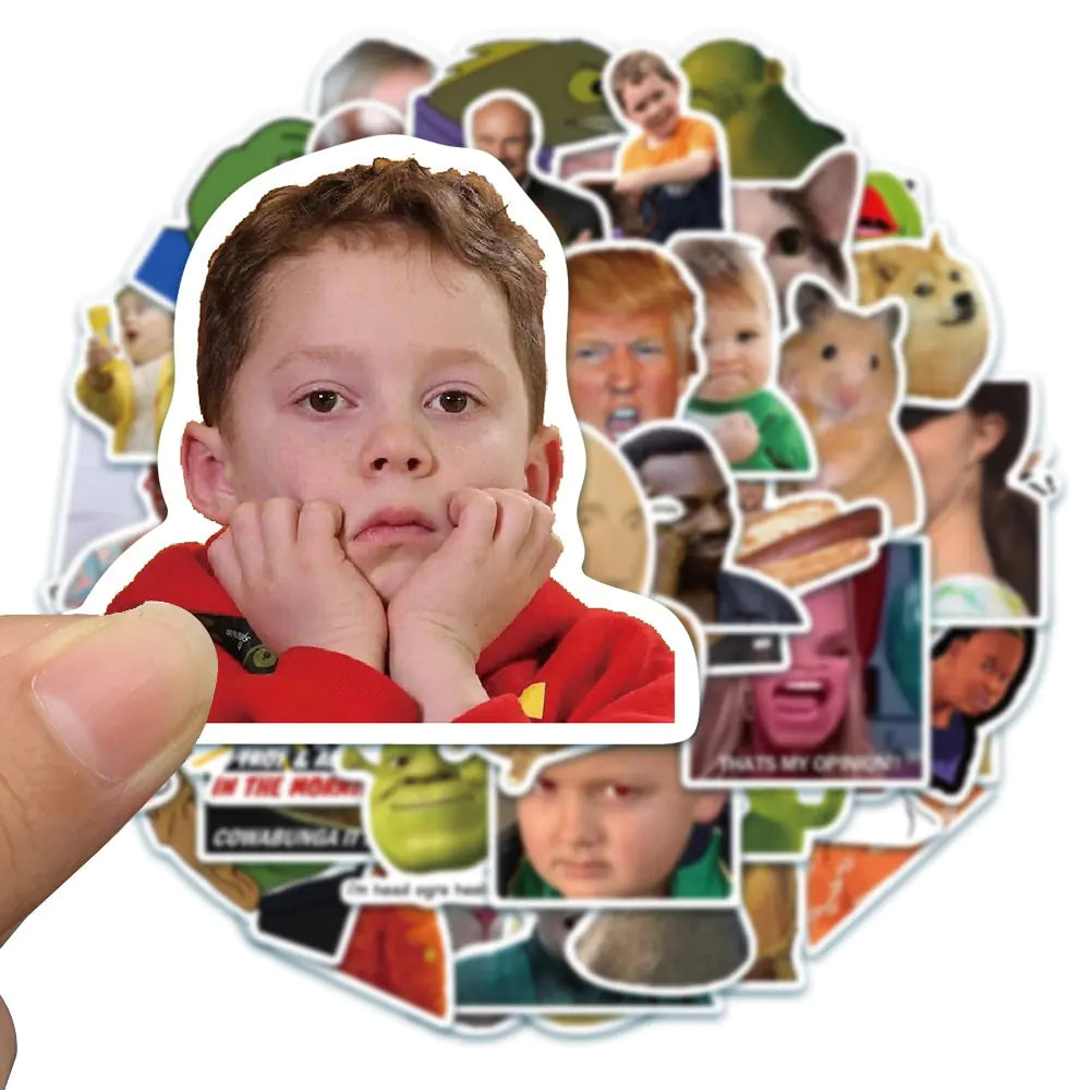 50 Funny Meme Stickers – High-Quality Vinyl for Laptops, Phones & More