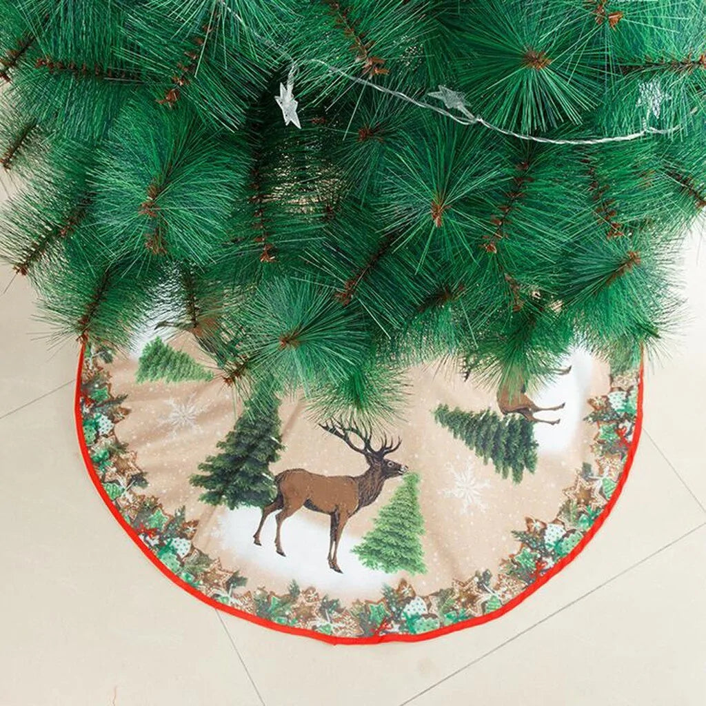 Festive Christmas Tree Skirt Plush Fabric for Holiday Decor and Protection