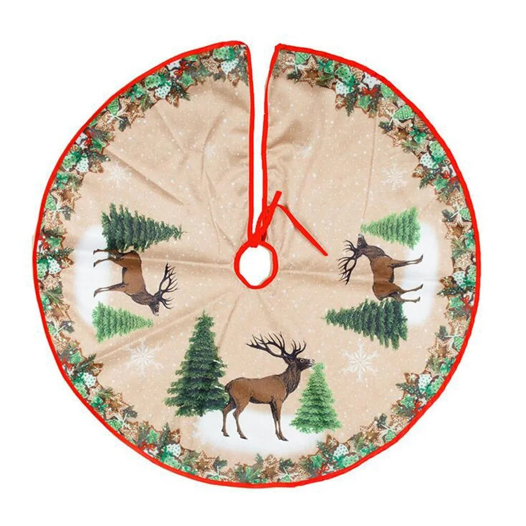 Festive Christmas Tree Skirt Plush Fabric for Holiday Decor and Protection