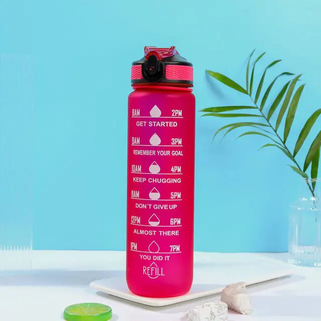 Portable Reusable Plastic Water Bottle with Time Stamps – Eco-Friendly & Convenient