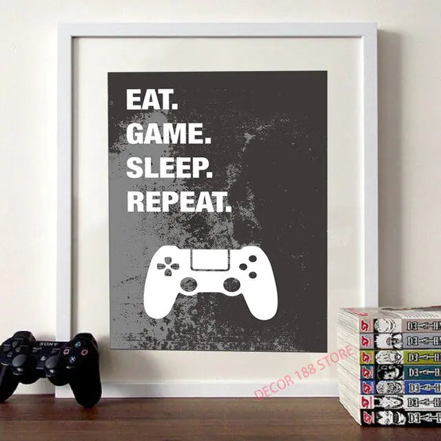 Black and White Video Game Prints - Stylish Posters for Teen Boy Bedrooms