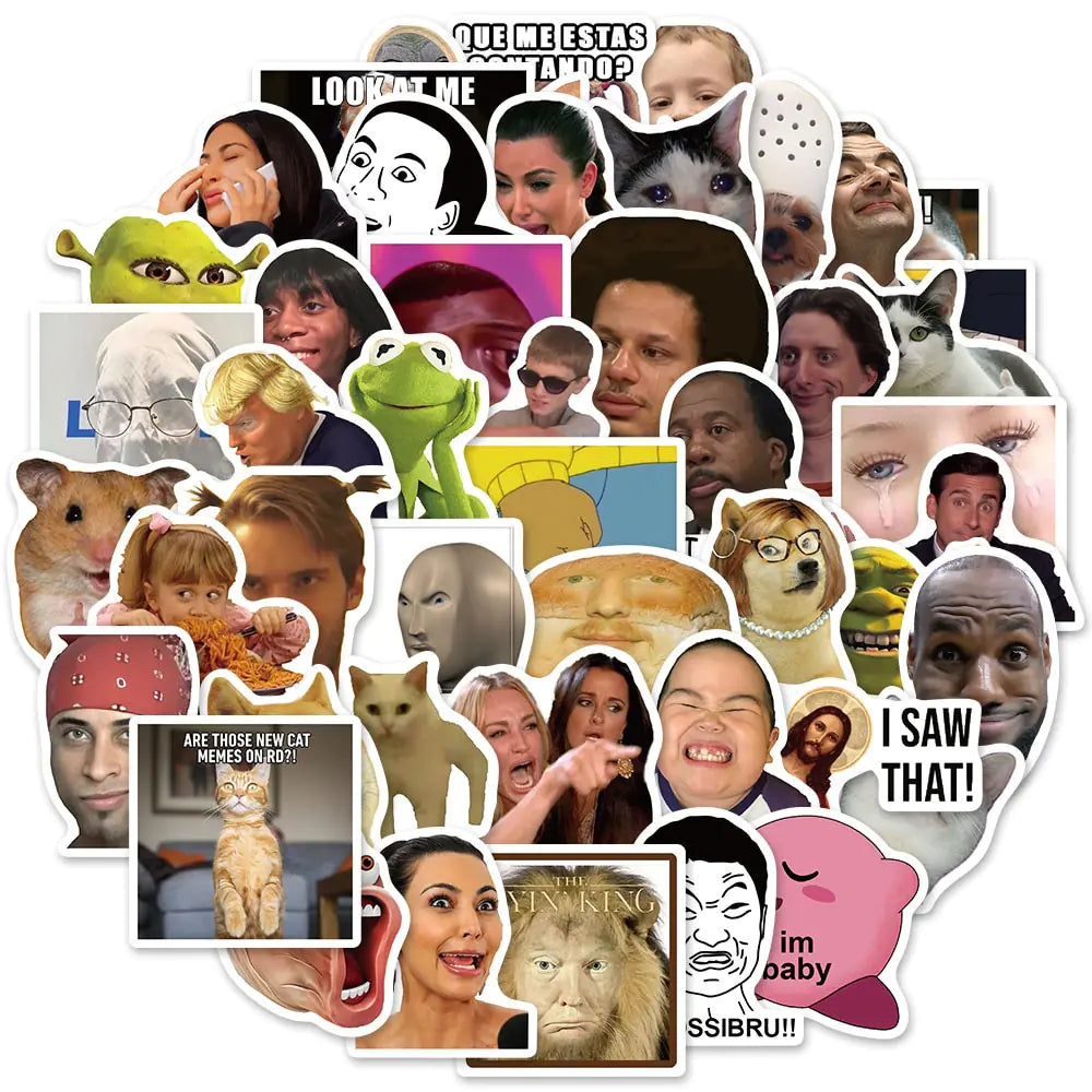 50 Funny Meme Stickers – High-Quality Vinyl for Laptops, Phones & More