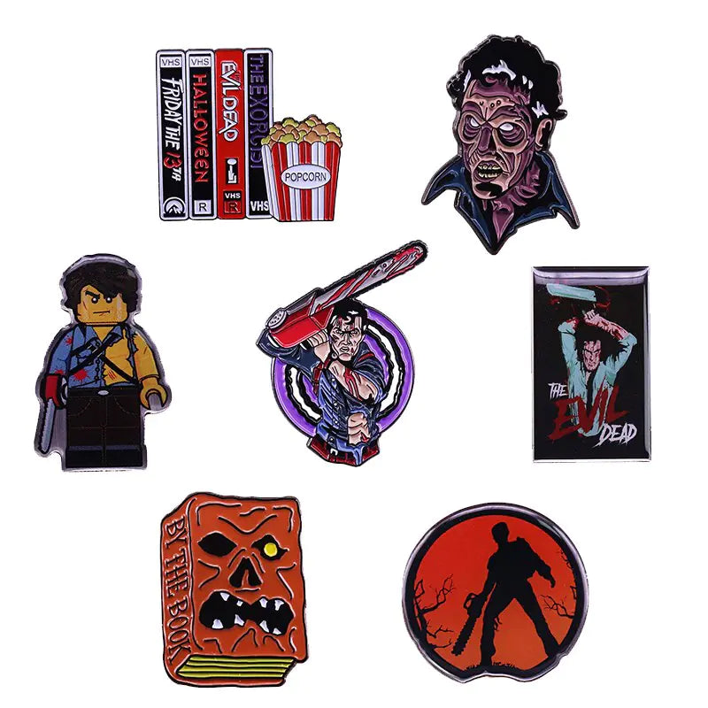 Horror Movie Theme Badges - Spooky Fashion Pins for Horror Fans