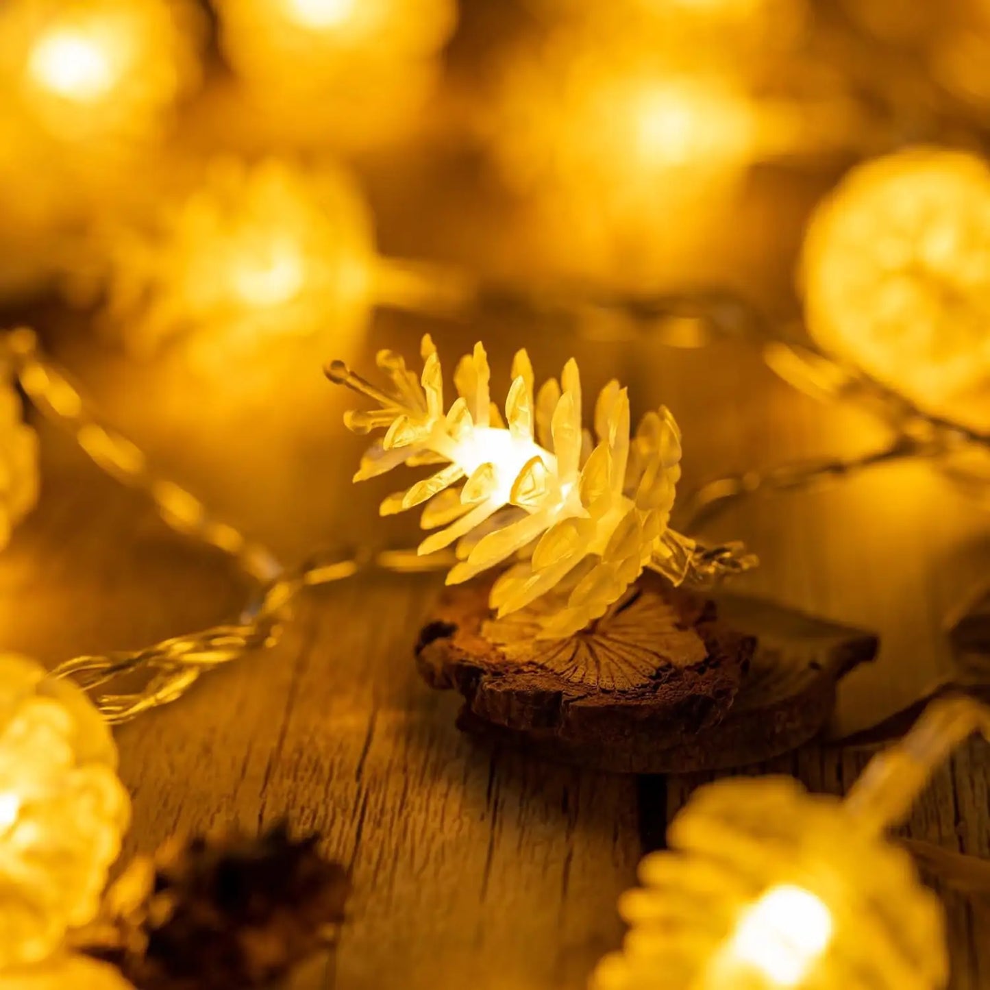 Home Decor LED Warm & Multicolor Pinecone Lamp String Lights - Nature-Inspired Ambiance