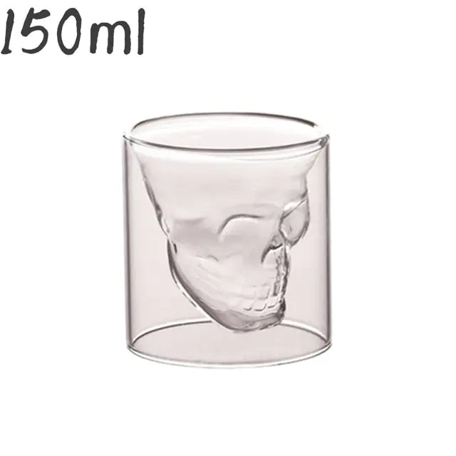 Vaso transparente con forma de calavera
