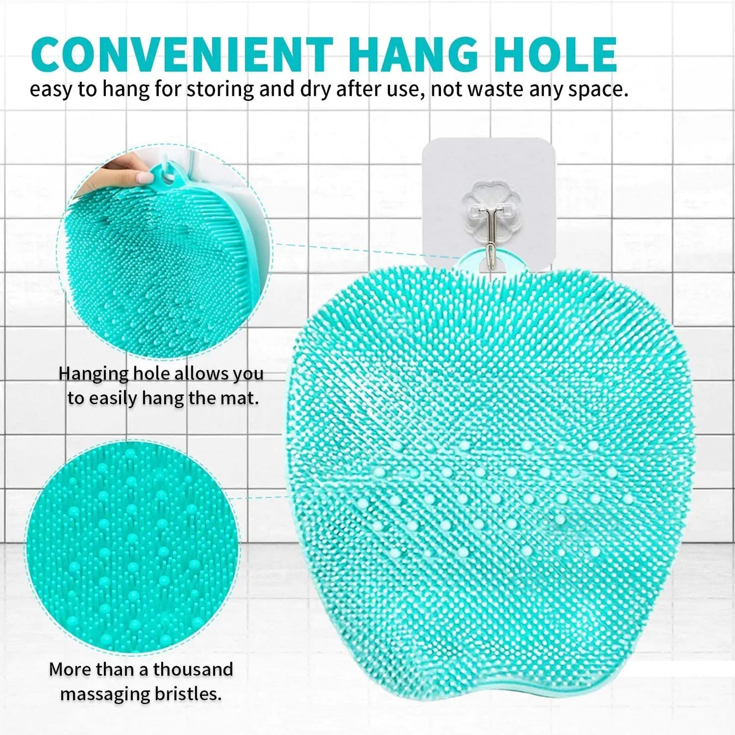 Foot Scrubber Shower Mat, hang hole detail