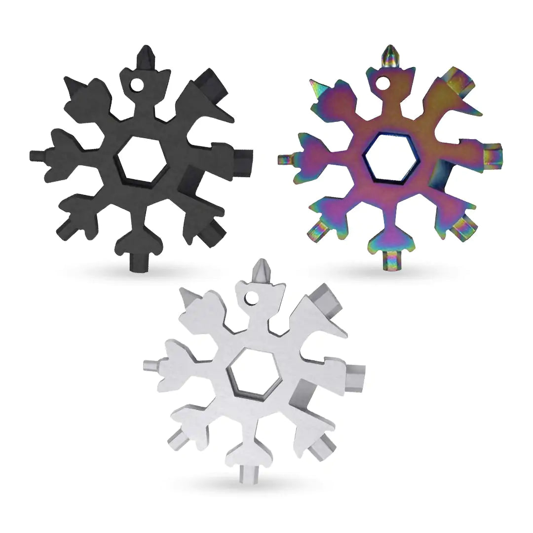 18-in-1 Portable Snowflake Multi-Tool – Stainless Steel, Keychain-Friendly
