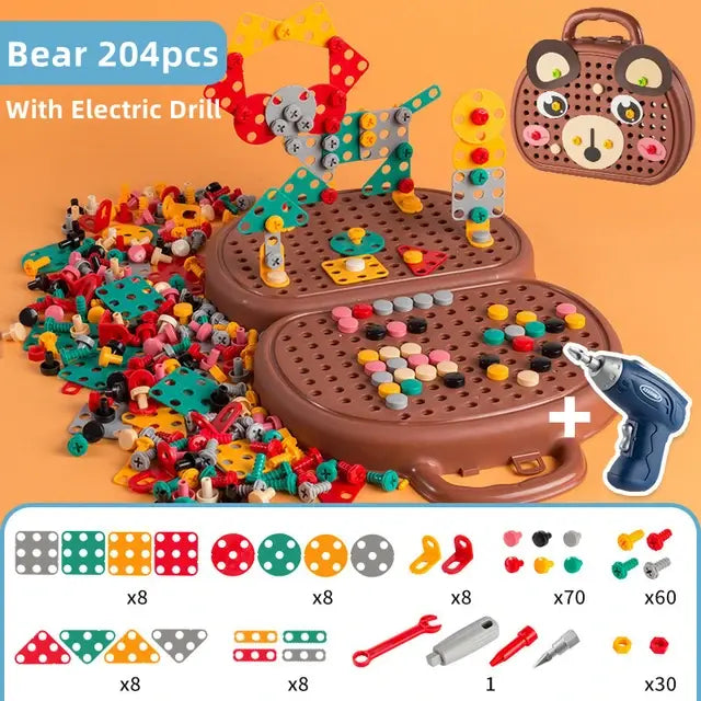 Children Electric Drill Toolbox Toy – 3-in-1 Educational Pretend Play Set for Kids