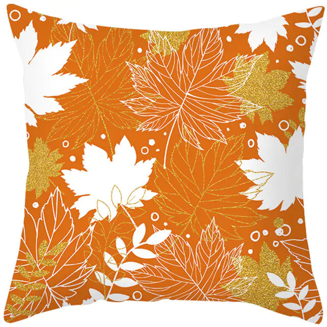 Maple Leaf Pumpkin Fall Pillowcase – Autumn-Themed Home Decor