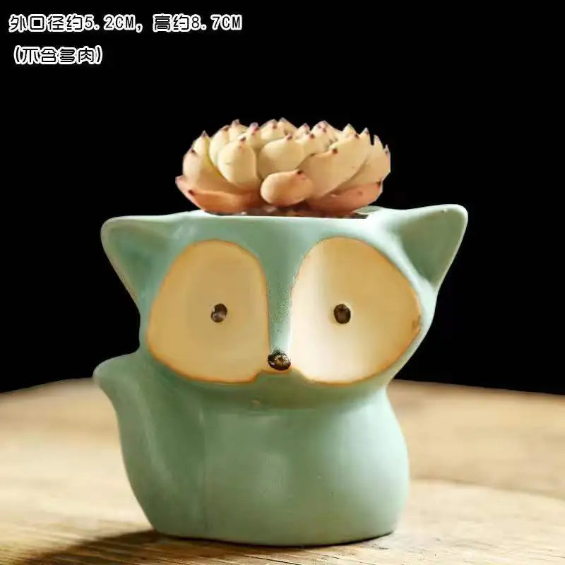 Succulent Plant Pot In Lovely Fox Style – Whimsical Greenery Display for Any Space