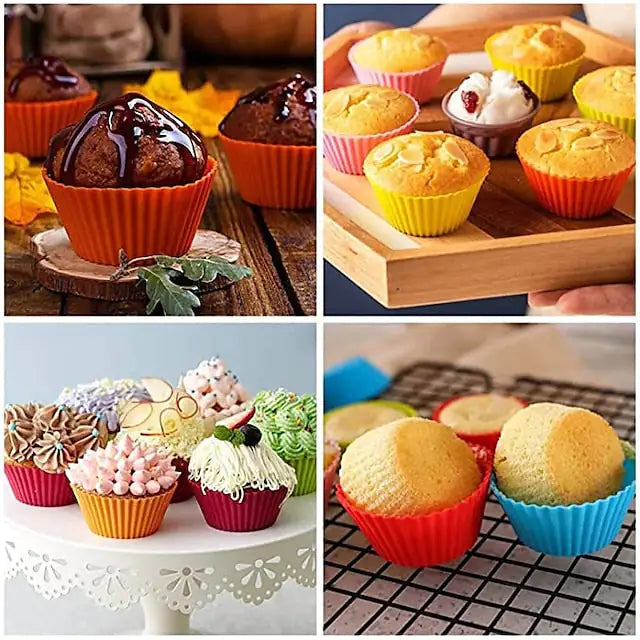 Reusable Silicone Baking Cups Nonstick Muffin Molds – Set of 12