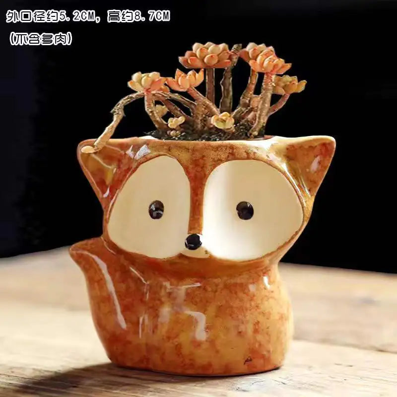 Succulent Plant Pot In Lovely Fox Style – Whimsical Greenery Display for Any Space