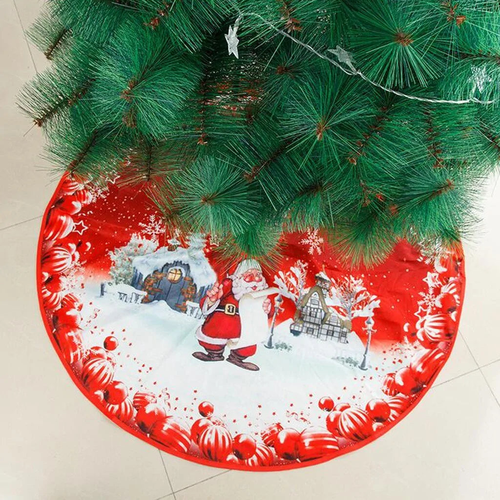 Festive Christmas Tree Skirt Plush Fabric for Holiday Decor and Protection