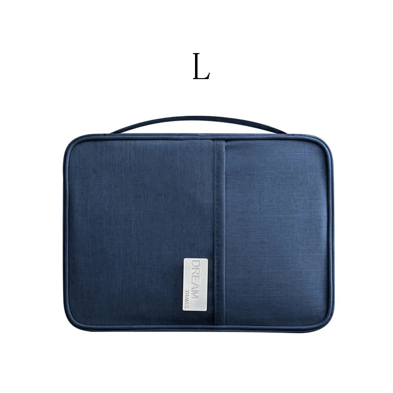 Travel Document Organizer, large navy blue