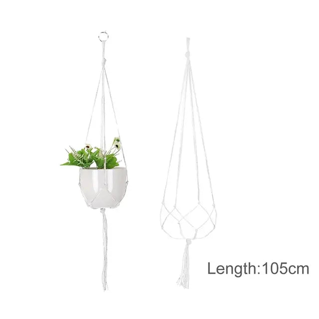 Planta colgante hecha a mano en macramé