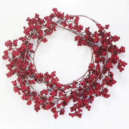 Berry Christmas Garland with Fairy String Lights – Festive Holiday Decor