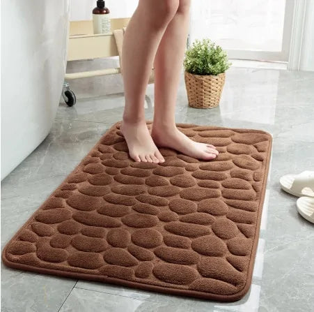 Non-Slip Embossed Bathroom Mat – Premium Memory Foam for Comfort and Style