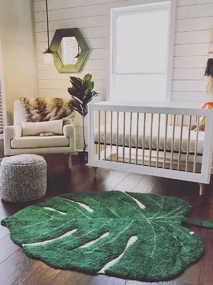 Alfombras de hojas creativas para dormitorio nórdico suave