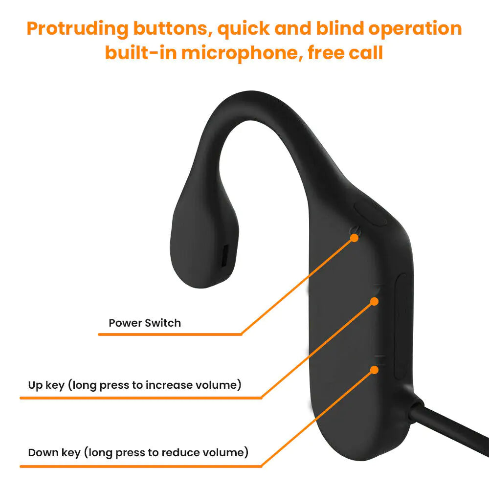 Wireless Bluetooth Headset - Bone Conduction Technology for Safe Listening